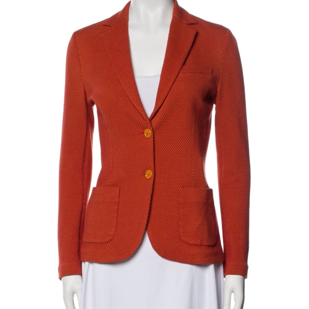 Vibrant Orange Tailored Blazer with Notched Lapels